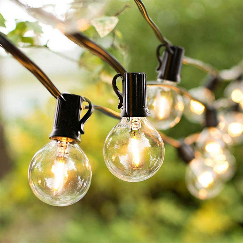 ชุดไฟปิงปองพร้อมขั้วหลอด E12 ยาว 8 ม. 25 หลอด (สายสีดำ)