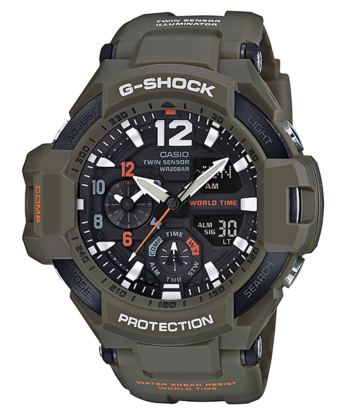CASIO G-SHOCK นาฬิกาข้อมือ นาฬิกากันน้ำ นาฬิกาของแท้ ประกันศูนย์ CMG 1 ปี รุ่น GA-1100KH-3A นาฬิกาสีเขียว