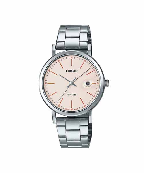 CASIO นาฬิกาคาสิโอ นาฬิกาข้อมือ นาฬิกากันน้ำ นาฬิกาของแท้ ประกันศูนย์ CMG 1 ปี รุ่น LTP-E175D-4E นาฬิกาสีเงิน