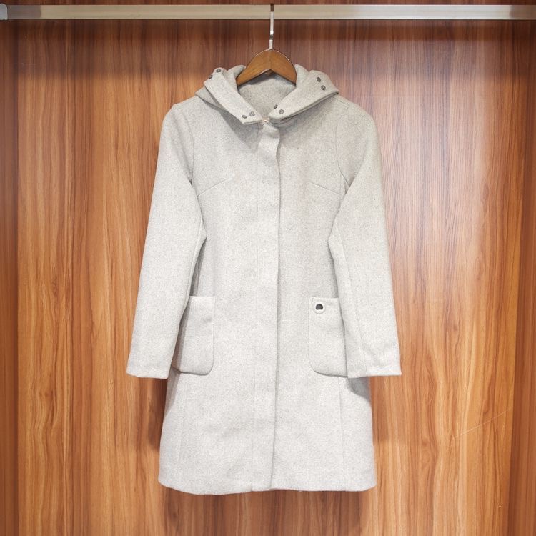 เสื้อโค้ท peacoat เสื้อโค้ทเฟอร์ โค้ทสักหลาดสีเทาอ่อน แบรนด์ La chapelle