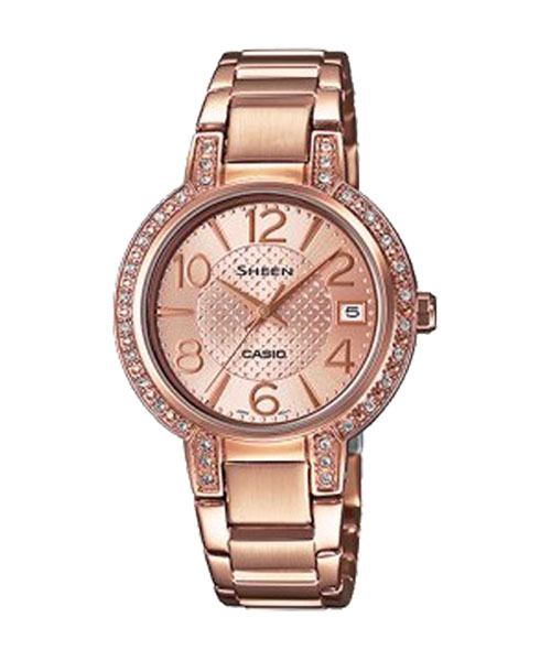 CASIO SHEEN นาฬิกาข้อมือ นาฬิกากันน้ำ นาฬิกาของแท้ ประกันศูนย์ CMG 1 ปี รุ่น SHE-4804PG-9A นาฬิกาสีน้ำตาล