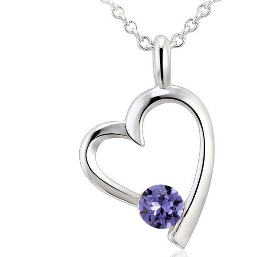 สร้อยคอ ผู้หญิง สร้อยคอ คริสตัลแท้ จาก Swarovski ดีไซน์ ห้อย จี้หัวใจ สีเงิน ติดคริสตัล เม็ดเล็ก น่ารัก ชมพู ม่วง ขาว ของขวัญให้แฟน เก๋ ๆ 85417