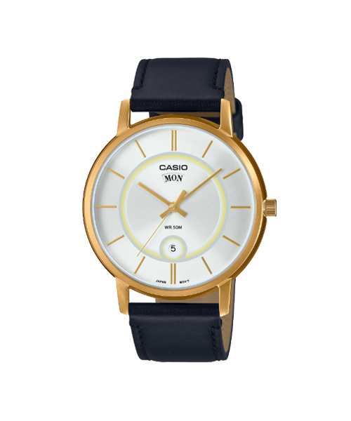 CASIO นาฬิกาคาสิโอ นาฬิกาข้อมือ นาฬิกากันน้ำ นาฬิกาของแท้ ประกันศูนย์ CMG 1 ปี รุ่น MTP-B120GL-7A นาฬิกาสีทอง