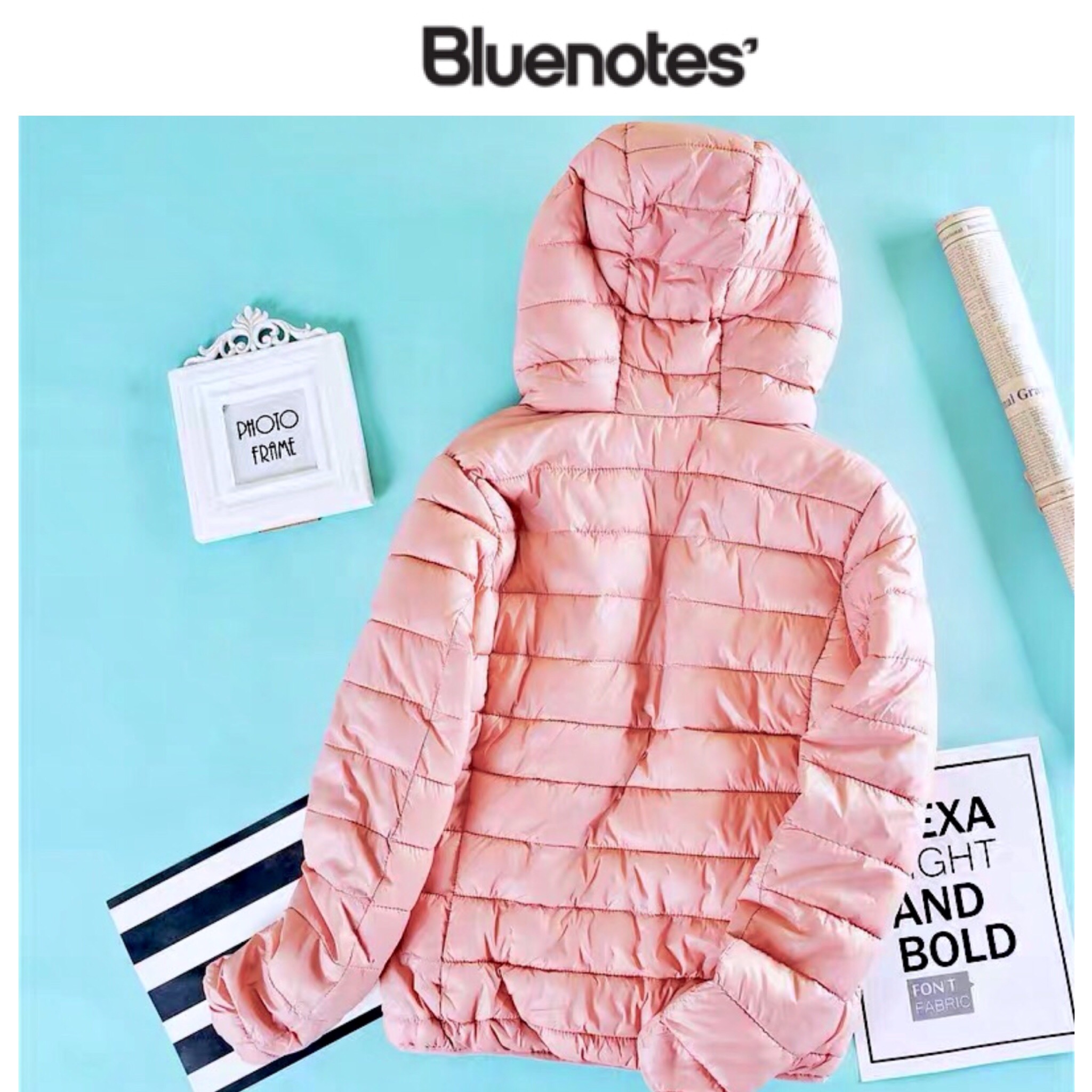 Bluenotes เสื้อฮู้ด เสื้อฮู้ดกันหนาว ชมพูบุนวมอุ่น แบรนด์ BLUENOTES ชมพู