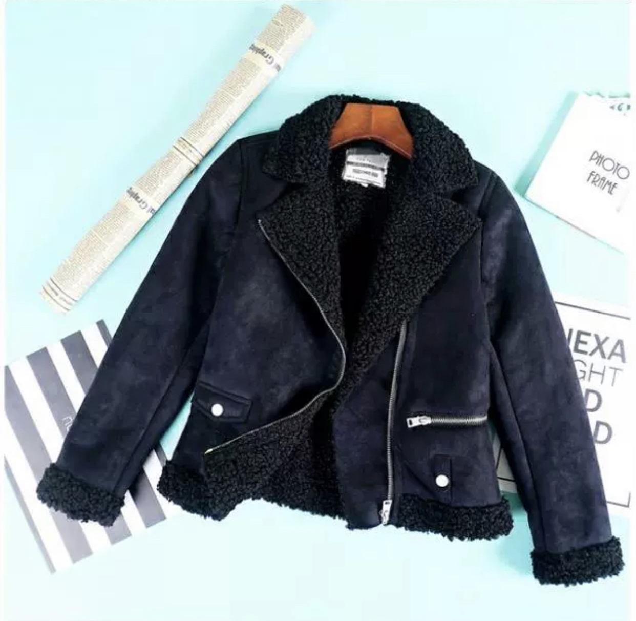 เสื้อโค้ท กันหนาว Pea coat หนังกลับ สีดำ REVIEW ดำ