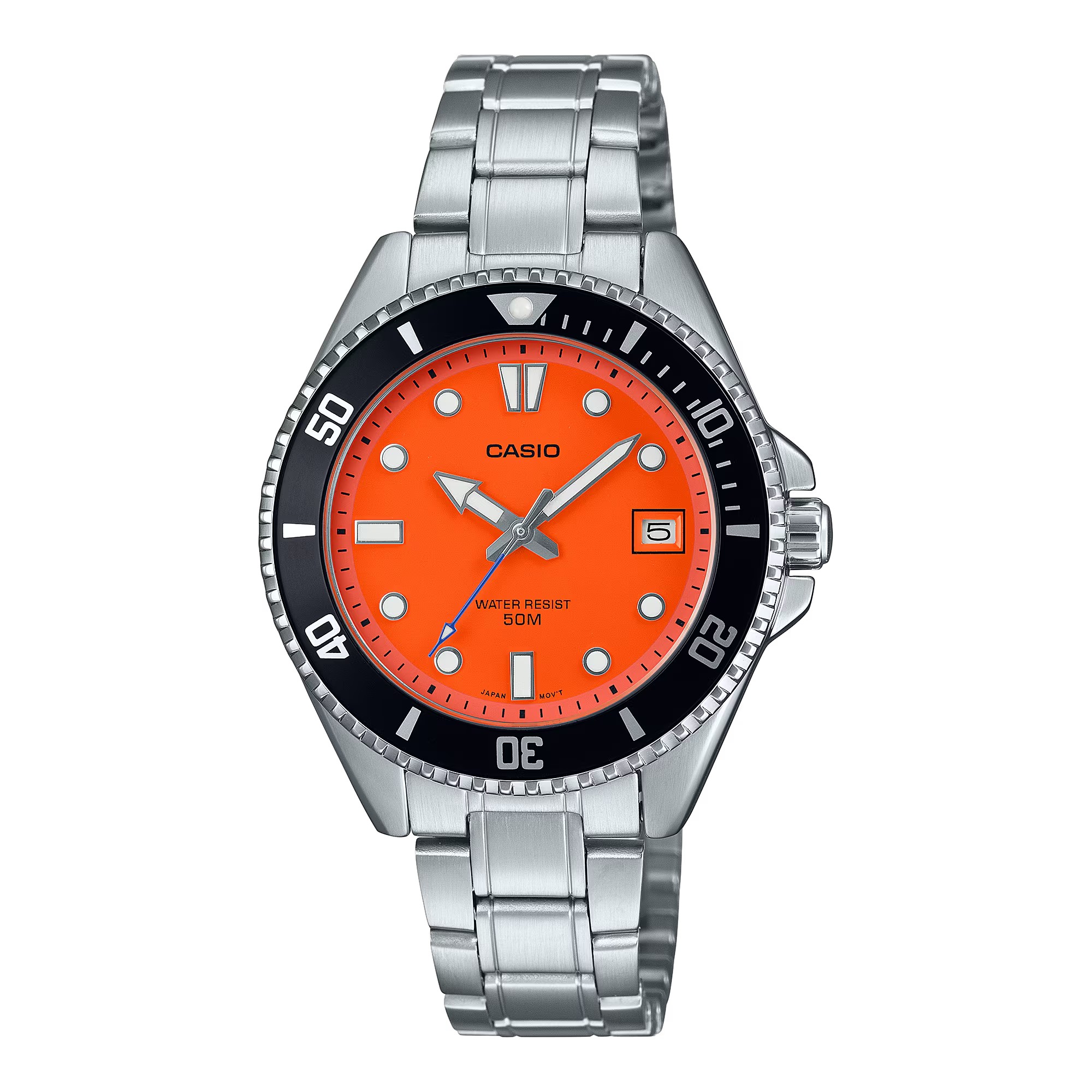 CASIO นาฬิกาคาสิโอ นาฬิกาข้อมือ นาฬิกากันน้ำ นาฬิกาของแท้ ประกันศูนย์ CMG 1 ปี รุ่น MDV-10D-4A1 นาฬิกาสีเงิน