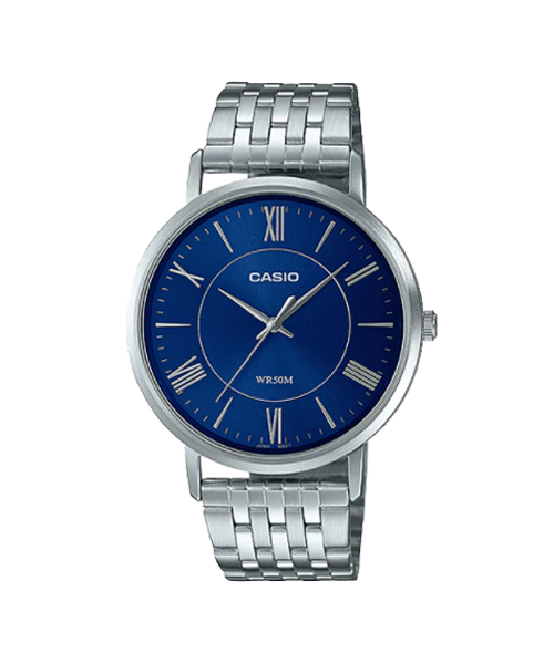 CASIO นาฬิกาคาสิโอ นาฬิกาข้อมือ นาฬิกากันน้ำ นาฬิกาของแท้ ประกันศูนย์ CMG 1 ปี รุ่น MTP-B110D-2A นาฬิกาสีน้ำเงิน