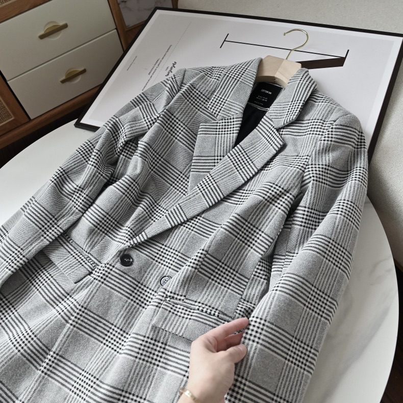 เสื้อโค้ท เสื้อคลุม ทรงสูท ลายตาราง checked plaid blazer gingerham เสื้อคลุม เบลเซอร์ Blazer check ❄️แบรนด์✨H&M✨ แท้💯% แบรนด์ สำเนา