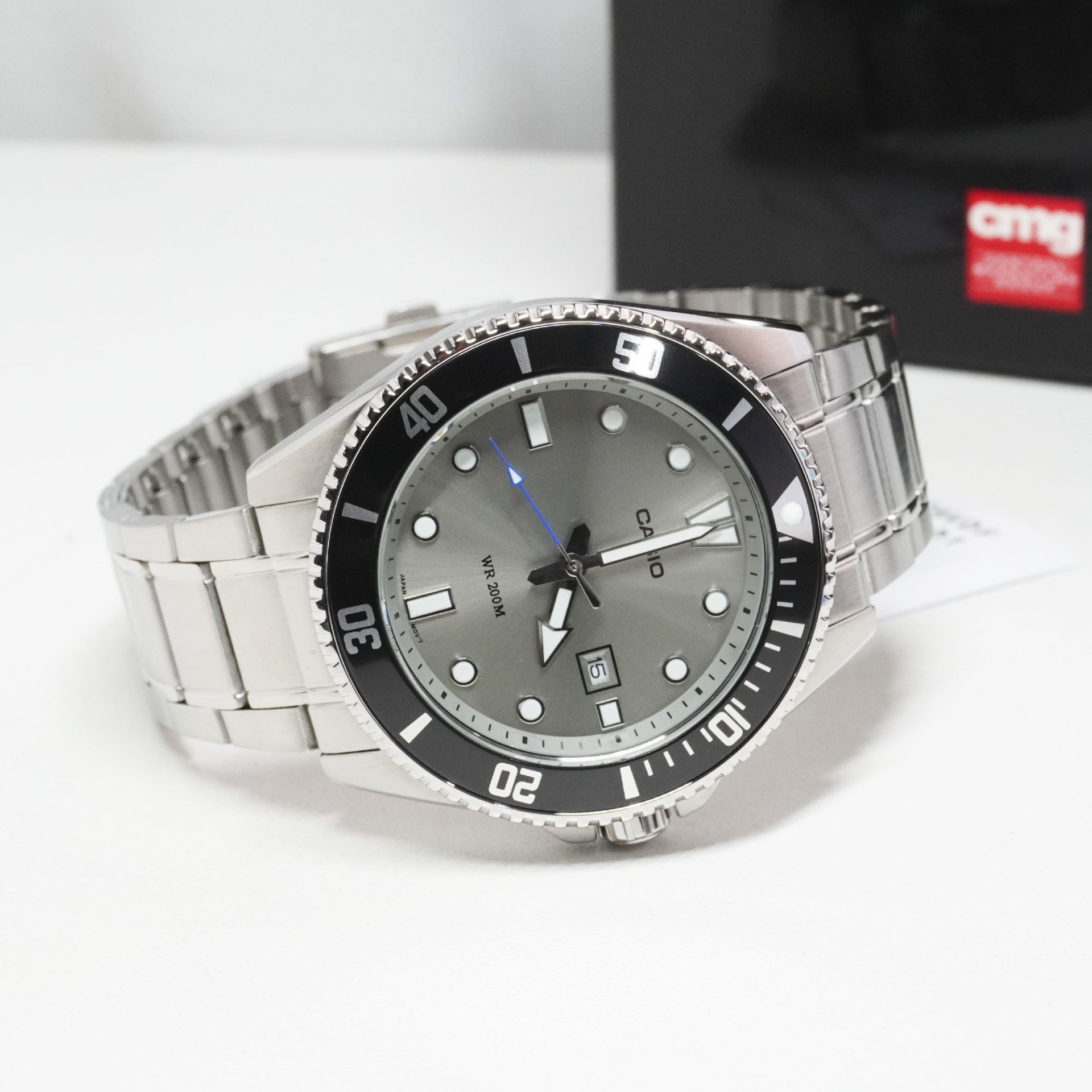 CASIO นาฬิกาคาสิโอ นาฬิกาข้อมือ นาฬิกากันน้ำ นาฬิกาของแท้ ประกันศูนย์ CMG 1 ปี รุ่น MDV-107D-8A นาฬิกาสีเงิน