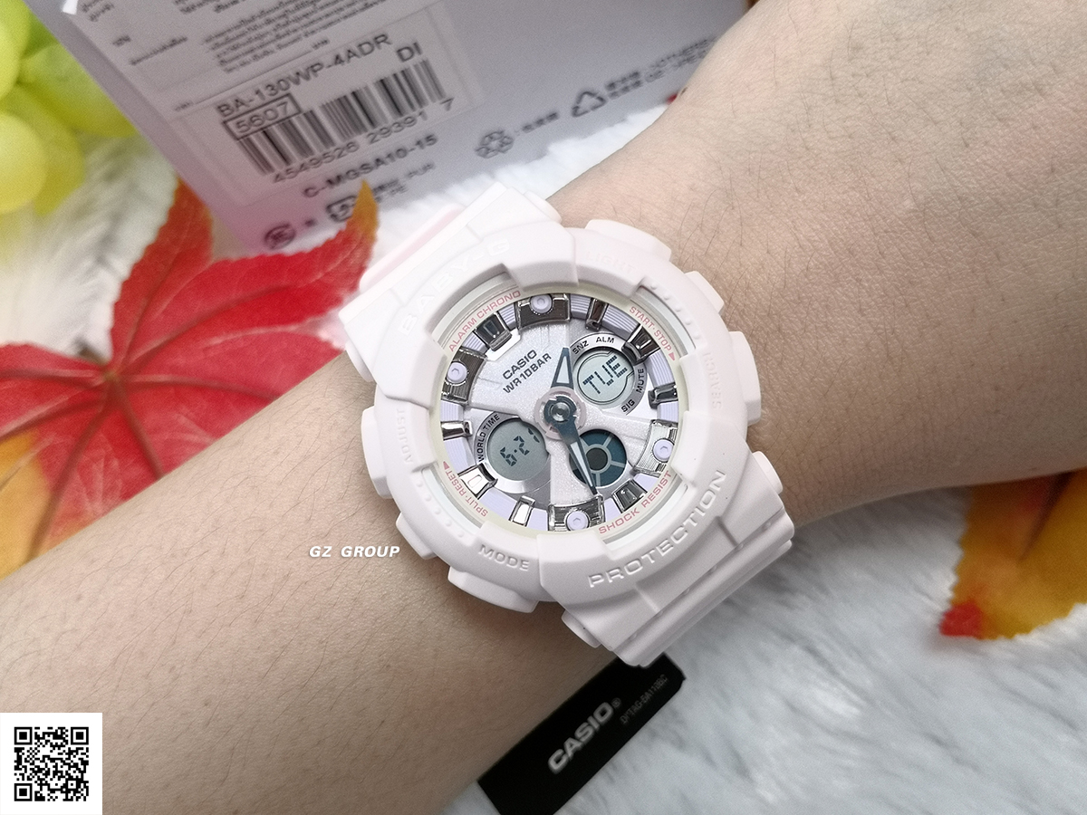 CASIO BABY-G นาฬิกาข้อมือ นาฬิกากันน้ำ นาฬิกาของแท้ ประกันศูนย์ CMG 1 ปี รุ่น BA-130WP-4A นาฬิกาสีชมพู
