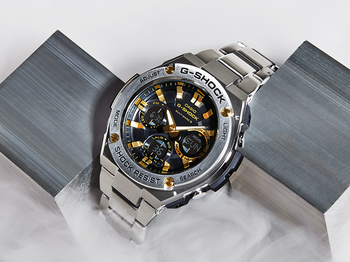 CASIO G-SHOCK นาฬิกาข้อมือ นาฬิกากันน้ำ นาฬิกาของแท้ ประกันศูนย์ CMG 1 ปี รุ่น GST-S110D-1A9 นาฬิกาสีเงิน