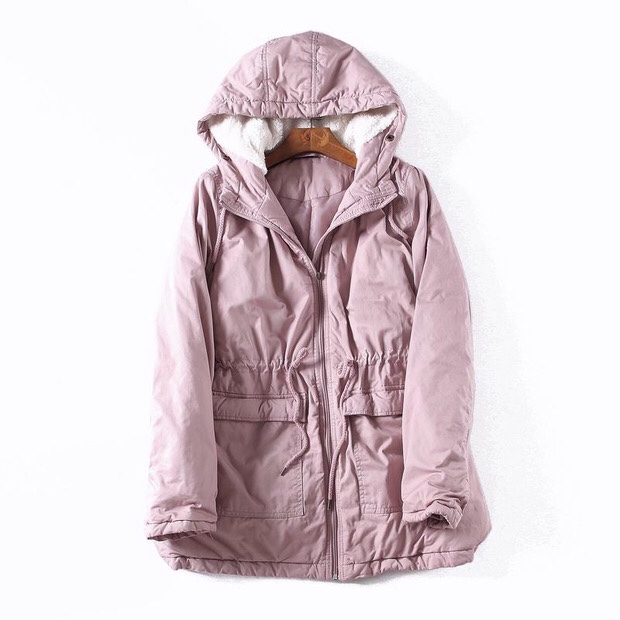 Jean pascale เสื้อโค้ทฮู้ดกันหนาว เสื้อปาร์กา parka สีชมพู แบรนด์ JEAN PASCALE ชมพู