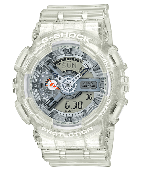 CASIO G-SHOCK นาฬิกาข้อมือ นาฬิกากันน้ำ นาฬิกาของแท้ ประกันศูนย์ CMG 1 ปี รุ่น GA-110CR-7A นาฬิกาสีใส