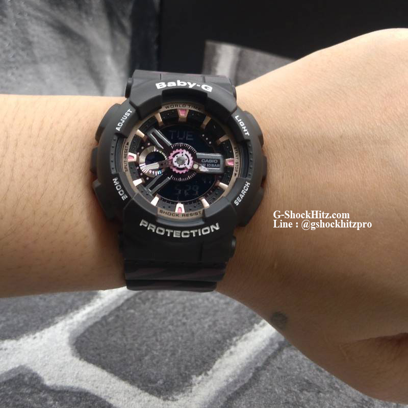 CASIO BABY-G นาฬิกาข้อมือ นาฬิกากันน้ำ นาฬิกาของแท้ ประกันศูนย์ CMG 1 ปี รุ่น BA-110CH-1A นาฬิกาสีดำ