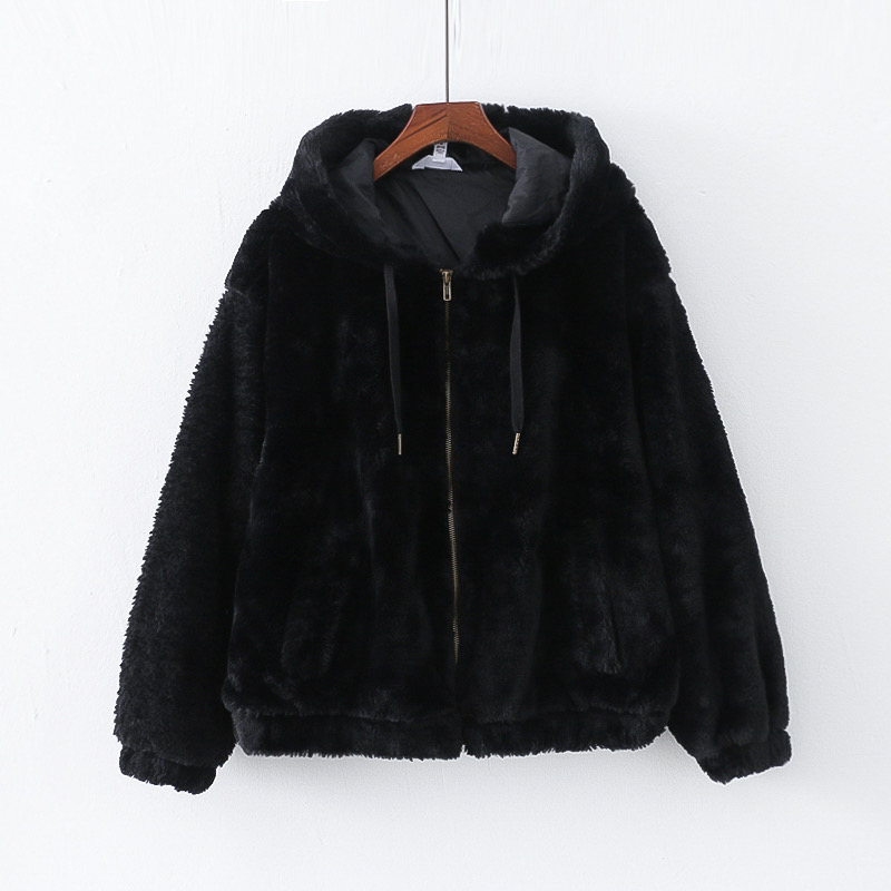 Page one เสื้อเฟอร์กันหนาว หมวกฮู้ด เสื้อขน Fluffy coat แบรนด์ time and thru สำเนา สำเนา ดำ