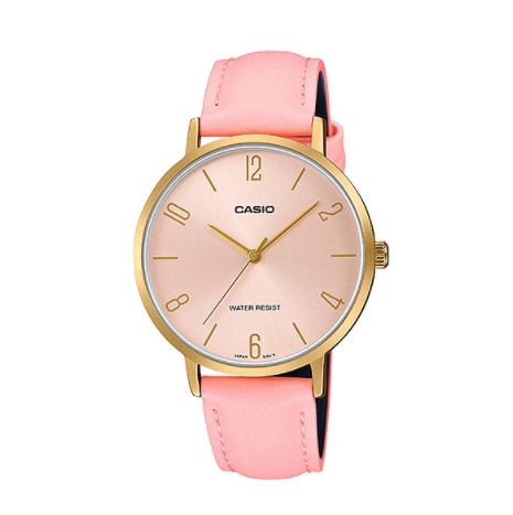 CASIO MID YEAR SALE นาฬิกาคาสิโอ พร้อมส่ง นาฬิกาข้อมือ นาฬิกากันน้ำ นาฬิกาของแท้ BTS ประกันศูนย์ CMG 1 ปี รุ่น LTP-VT01GL-4B นาฬิกาสีชมพู