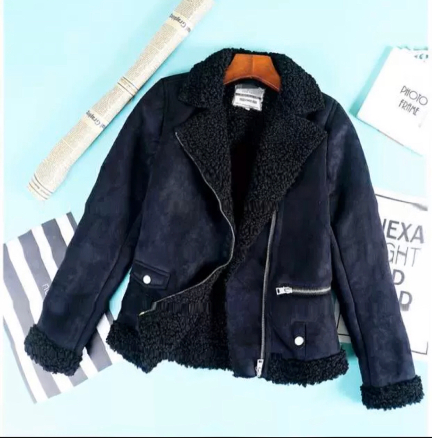 เสื้อโค้ท กันหนาว Pea coat หนังกลับ สีดำ REVIEW ดำ