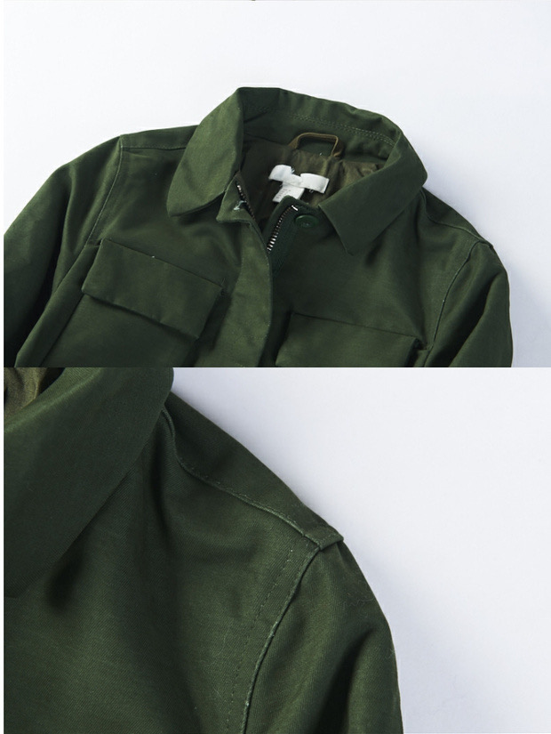 H&m เสื้อนอกเขียวทหาร เสื้อแจ็คเก็ต เสื้อฮู้ด แนวทหาร แพทเทินสวย เท่ห์ มาก คะ งาน H&M ตัดป้าย เขียว