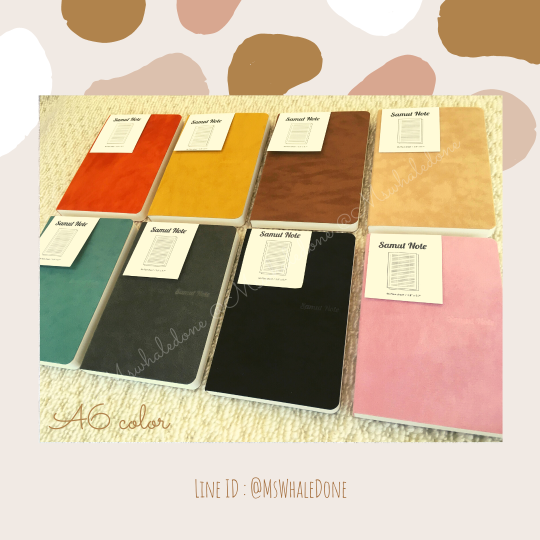 (ซื้อ4แถม1คละได้) ฟรี! แพคพร้อมแจกเทศกาลต่างๆ สมุดปกนุ่มละมุนA6 มีเส้น มี8สีพื้นคลาสสิคให้เลือก กระดาษไส้ในถนอมสายตา