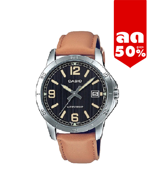 CASIO นาฬิกาคาสิโอ นาฬิกาข้อมือ นาฬิกากันน้ำ นาฬิกาของแท้ ประกันศูนย์ CMG 1 ปี รุ่น MTP-V004L-1B2 นาฬิกาสีน้ำตาล