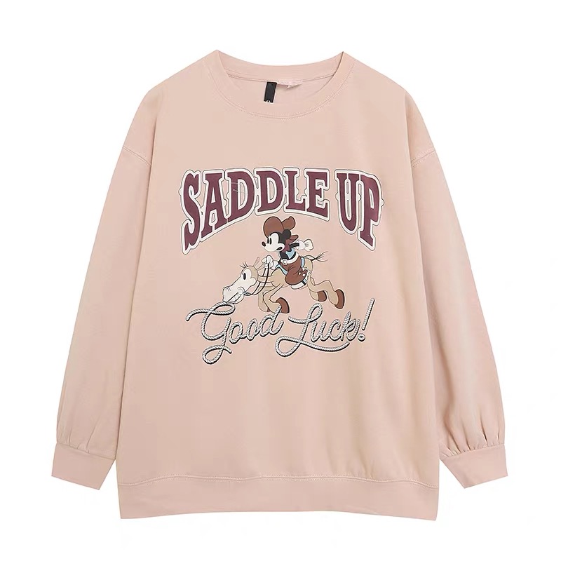 เสื้อฮู้ด สเวตเตอร์ กันหนาว Mickey Saddle up H&M DISNEYLAND PARIS mickey candy เสื้อมิคกี้ เม้าส์ Mickey mouse mickey mouse งาน DISNEYแท้ สีเบจ สำเนา ชมพู