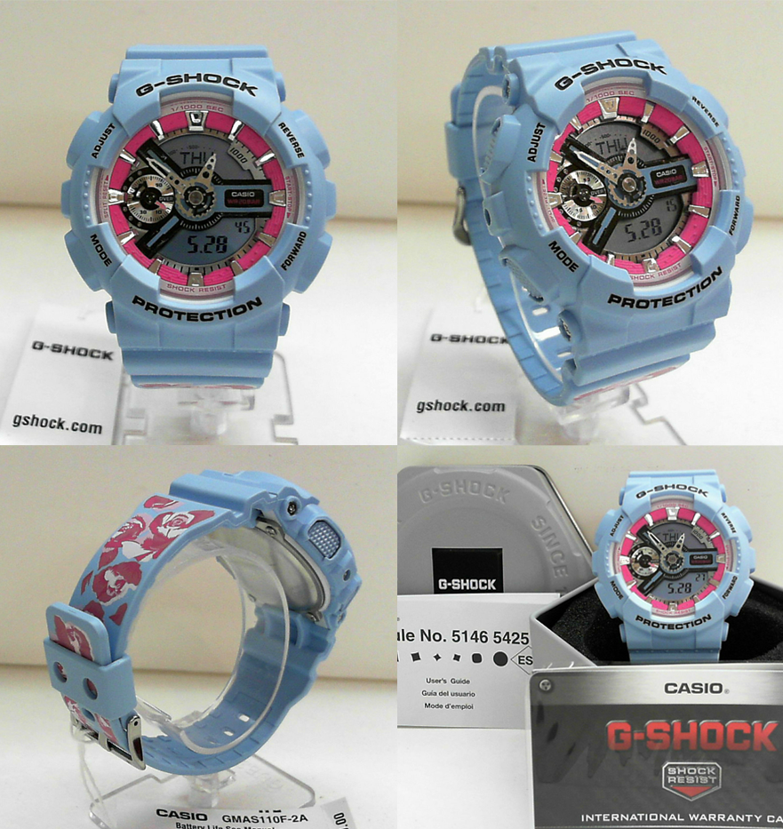 CASIO G-SHOCK นาฬิกาข้อมือ นาฬิกากันน้ำ นาฬิกาของแท้ ประกันศูนย์ CMG 1 ปี รุ่น GMA-S110F-2A นาฬิกาสีฟ้า