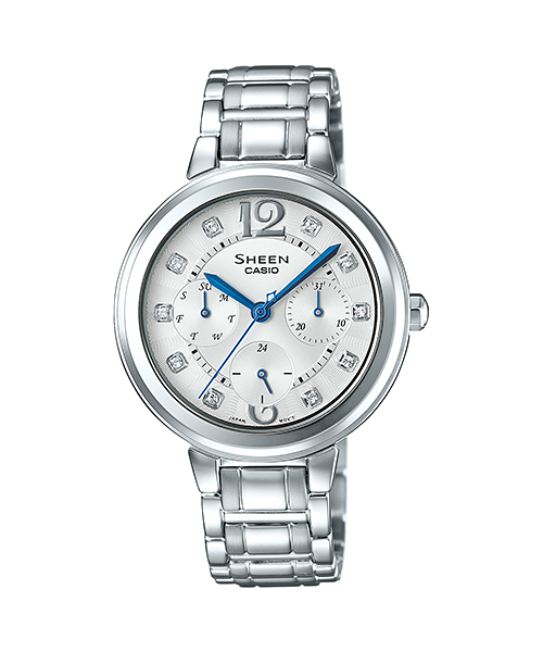 CASIO SHEEN นาฬิกาข้อมือ นาฬิกากันน้ำ นาฬิกาของแท้ ประกันศูนย์ CMG 1 ปี รุ่น SHE-3048D-7A นาฬิกาสีเงิน