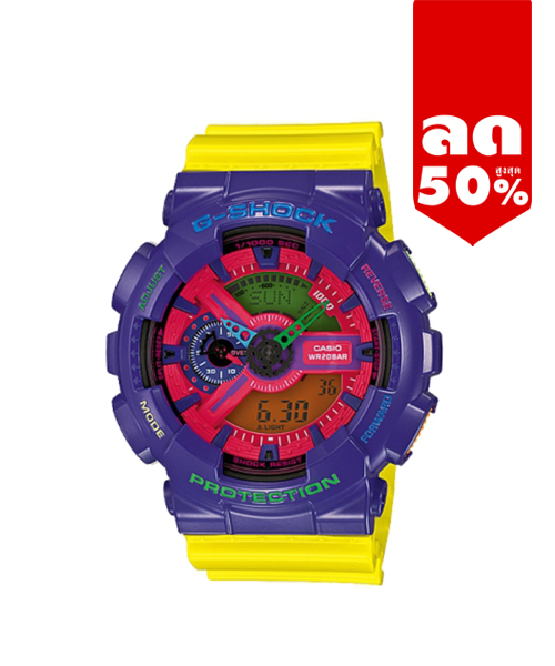 CASIO MID YEAR SALE G-SHOCK พร้อมส่ง นาฬิกาข้อมือ นาฬิกากันน้ำ นาฬิกาของแท้ ประกันศูนย์ CMG 1 ปี รุ่น GA-110HC-6A นาฬิกาสีม่วง
