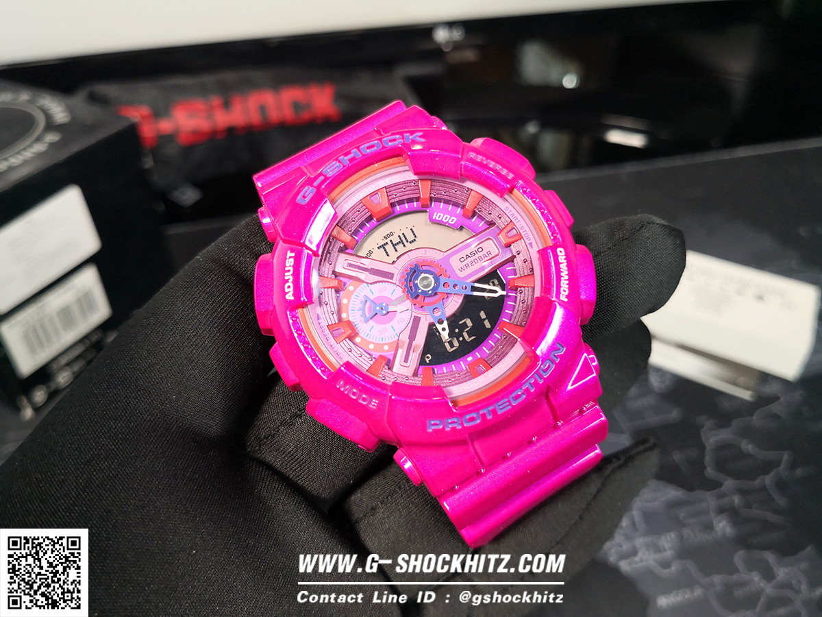 CASIO G-SHOCK นาฬิกาข้อมือ นาฬิกากันน้ำ นาฬิกาของแท้ ประกันศูนย์ CMG 1 ปี รุ่น GA-110MC-4A นาฬิกาสีชมพู