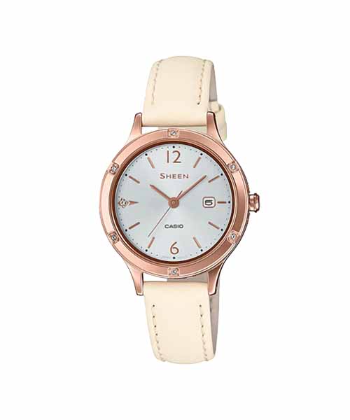 CASIO SHEEN นาฬิกาข้อมือ นาฬิกากันน้ำ นาฬิกาของแท้ ประกันศูนย์ CMG 1 ปี รุ่น SHE-4533PGL-7A นาฬิกาสีขาว