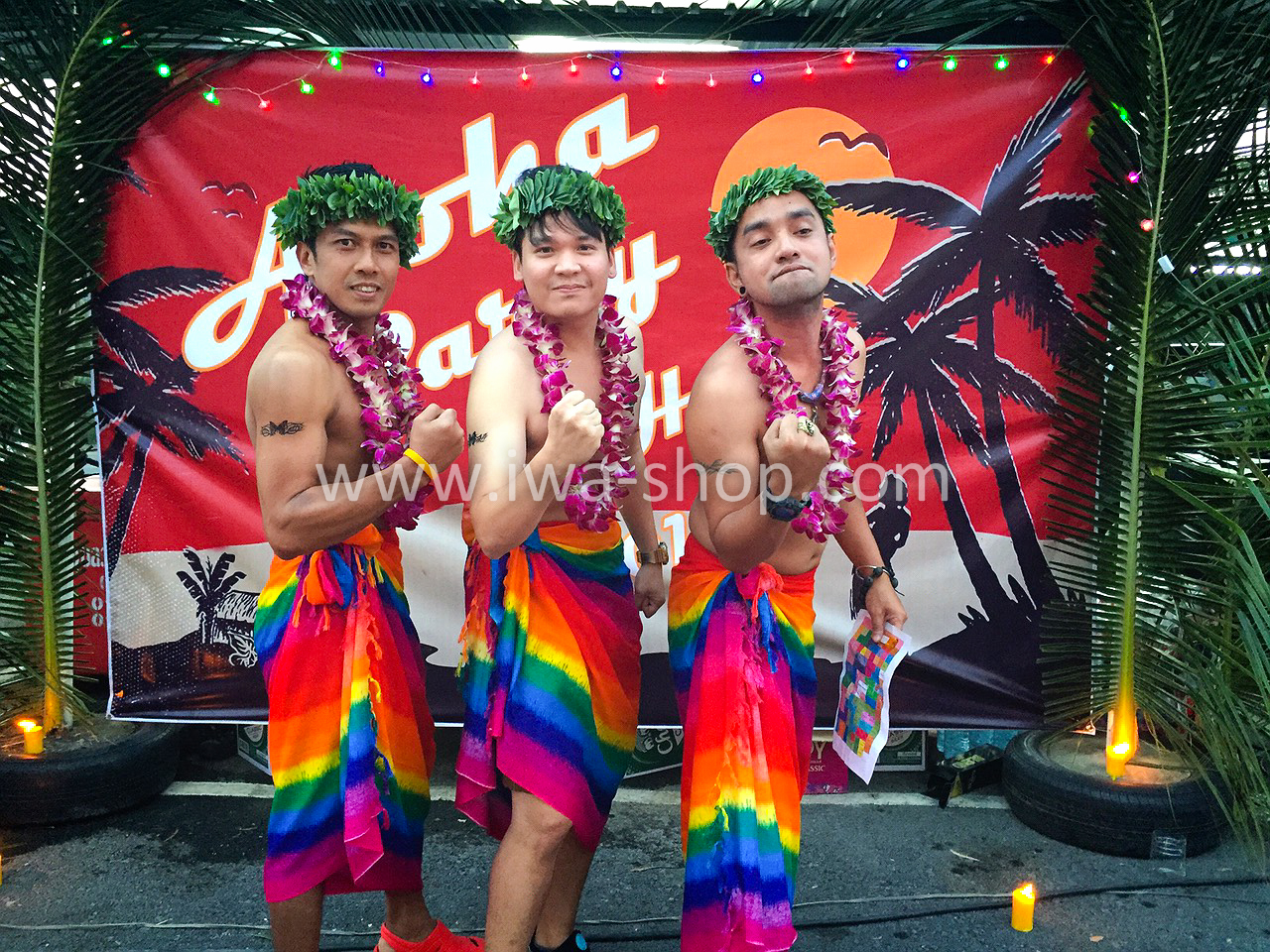 ชุดพวงมาลัยฮาวาย พวงมาลัยดอกไม้แฟนซี เหลืองส้ม