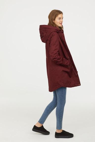 H&M เสื้อโค้ทฮู้ดกันหนาว เสื้อปาร์กา parka สีเขียว แบรนด์ H&M size S/M/L เขียว