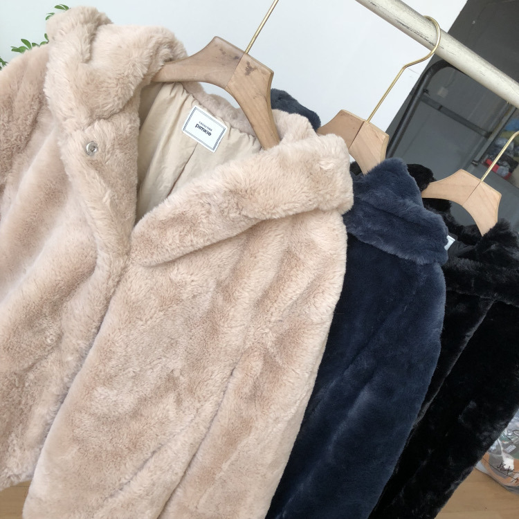 เสื้อเฟอร์กันหนาว หมวกฮู้ด เสื้อขน Fluffy coat แบรนด์ pimkie สำเนา ดำ