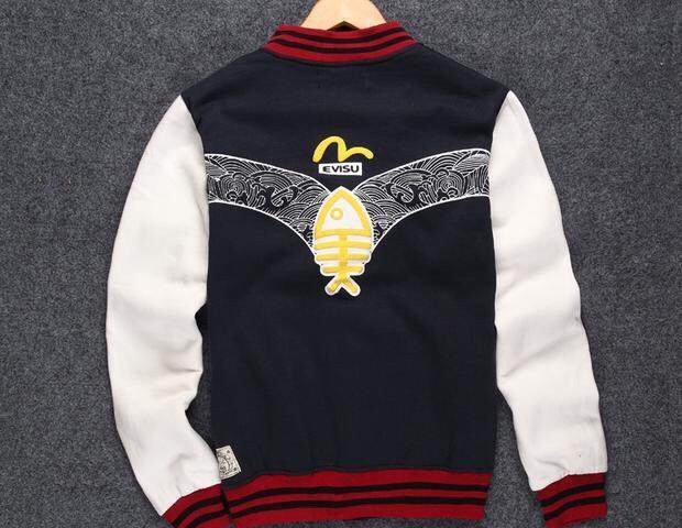 ขายล้างสต็อค !!เสื้อเบสบอล EVISU แท้ จาก ญี่ปุ่น สีดำ แต่งแขนขาวครีม สกรีนลายด้านหลัง Size (ตัวเดียวสุดท้ายคะ)