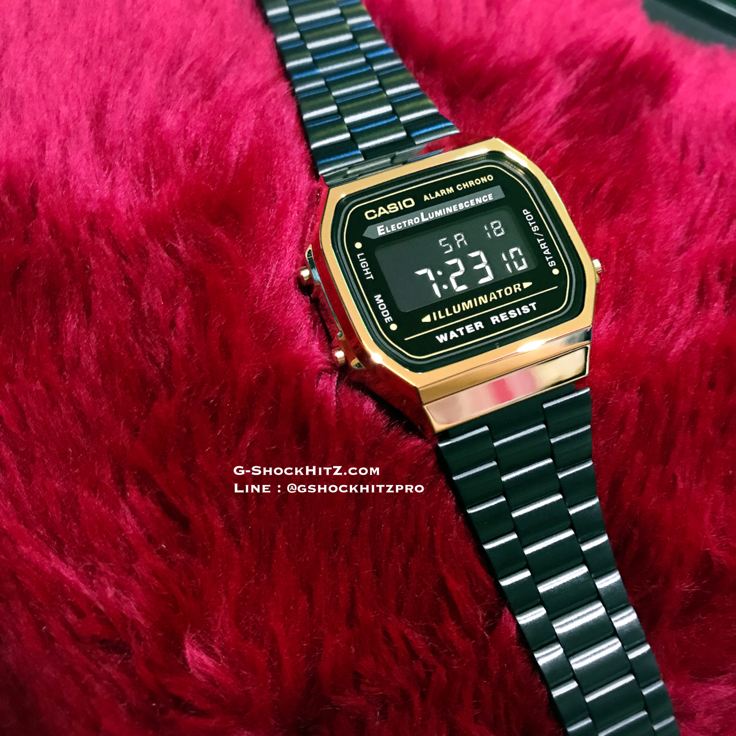 CASIO นาฬิกาคาสิโอ นาฬิกาข้อมือ นาฬิกากันน้ำ นาฬิกาของแท้ ประกันศูนย์ CMG 1 ปี รุ่น A168WEGB-1B นาฬิกาสีดำ