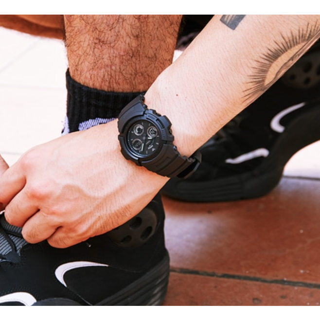 CASIO G-SHOCK นาฬิกาข้อมือ นาฬิกากันน้ำ นาฬิกาของแท้ ประกันศูนย์ CMG 1 ปี รุ่น AW-591BB-1A นาฬิกาสีดำ