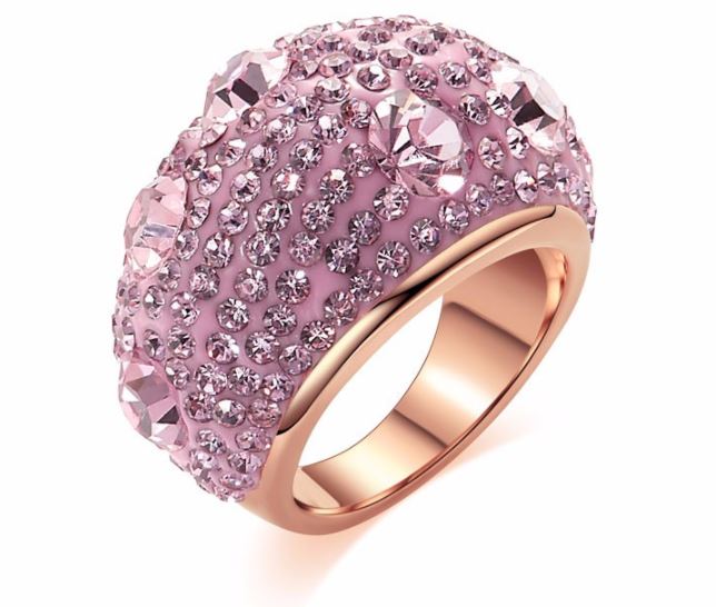 แหวนผู้หญิง แหวนทอง หัวใหญ่ ตกแต่ง คริสตรัลแท้ สีม่วง ลาเวนเดอร์ สวยหวาน แหวนวัยรุ่น ไฮโซ 505314