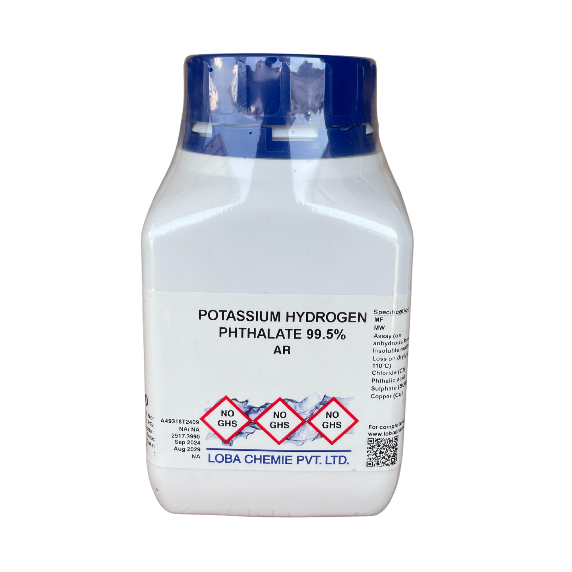 Potassium Hydrogen Phthalate 99.5%, AR 500 g. Loba Chemie™