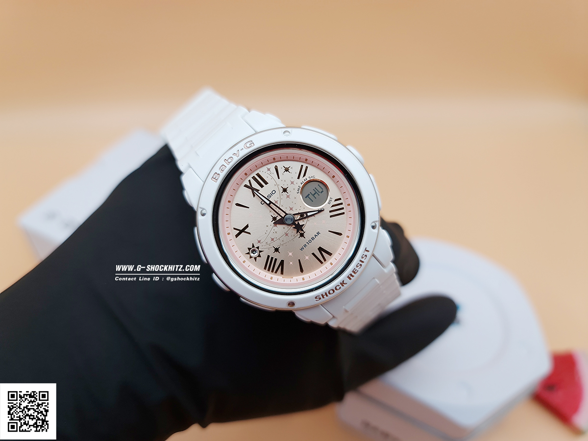 CASIO BABY-G นาฬิกาข้อมือ นาฬิกากันน้ำ นาฬิกาของแท้ ประกันศูนย์ CMG 1 ปี รุ่น BGA-150ST-7A นาฬิกาสีขาว