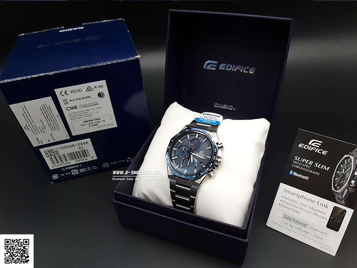 CASIO EDIFICE นาฬิกาข้อมือ นาฬิกากันน้ำ นาฬิกาของแท้ ประกันศูนย์ CMG 1 ปี รุ่น EQB-1100XDB-2A นาฬิกาสีเงิน