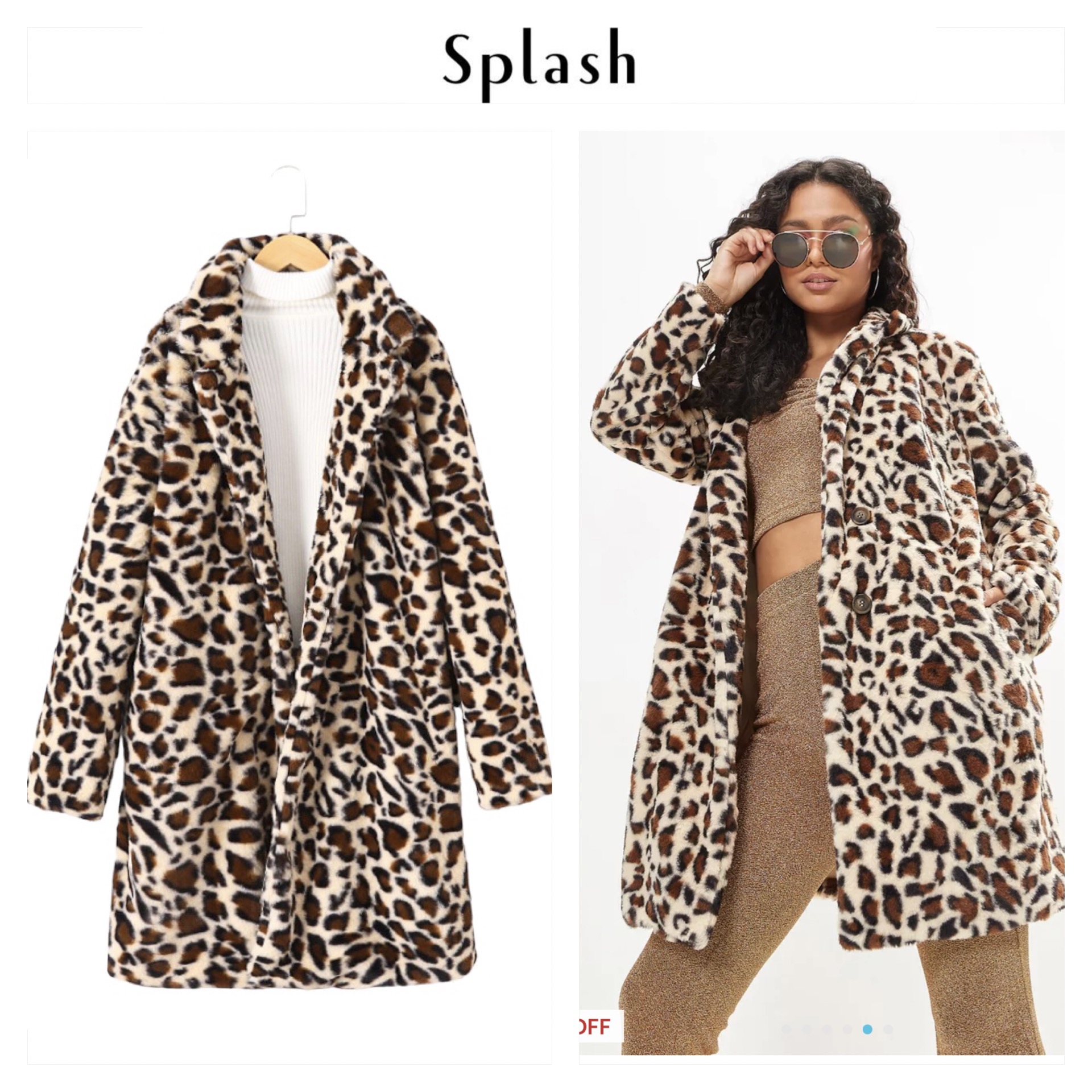 Splash เสื้อโค้ทเฟอร์ ลายเสือ กันหนาว เสื้อขนเฟอร์ ลายเสือ แบรนด์ SPLASH เนื้อขนนุ่มละเอียด นิ่มมากค่ะแบรนด์ สำเนา สำเนา ลายเสือ