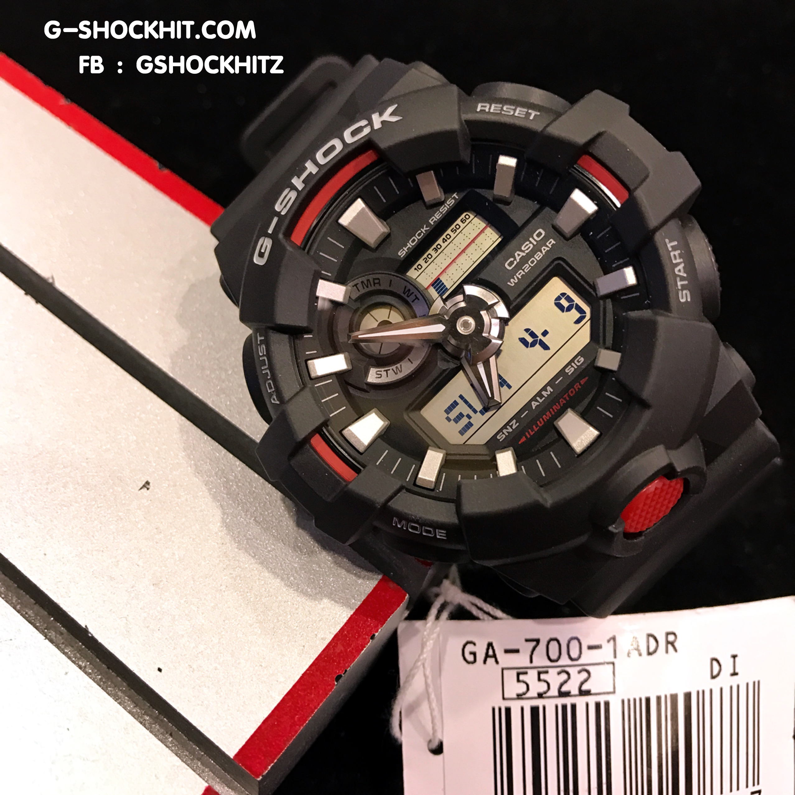 CASIO MID YEAR SALE G-SHOCK นาฬิกาข้อมือ นาฬิกากันน้ำ นาฬิกาของแท้ ประกันศูนย์ CMG 1 ปี รุ่น GA-700-1A นาฬิกาสีดำ