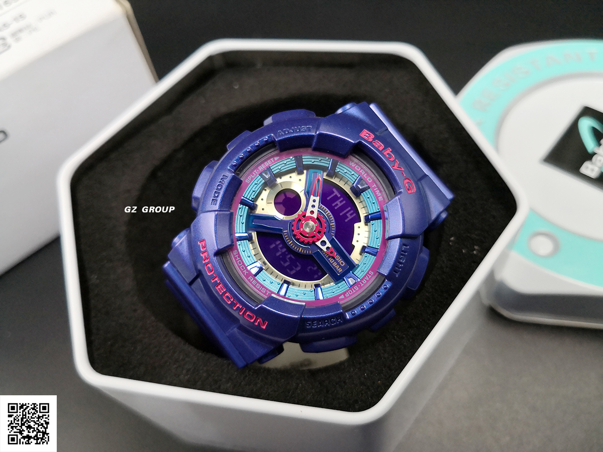 CASIO BABY-G นาฬิกาข้อมือ นาฬิกากันน้ำ นาฬิกาของแท้ ประกันศูนย์ CMG 1 ปี รุ่น BA-112-2A นาฬิกาสีน้ำเงิน