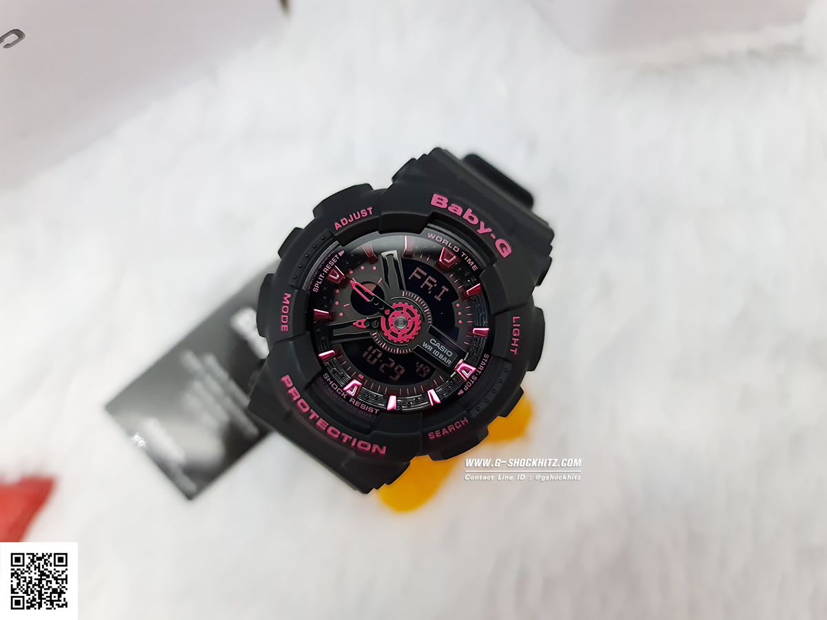 CASIO BABY-G นาฬิกาข้อมือ นาฬิกากันน้ำ นาฬิกาของแท้ ประกันศูนย์ CMG 1 ปี รุ่น BA-111-1A นาฬิกาสีดำ