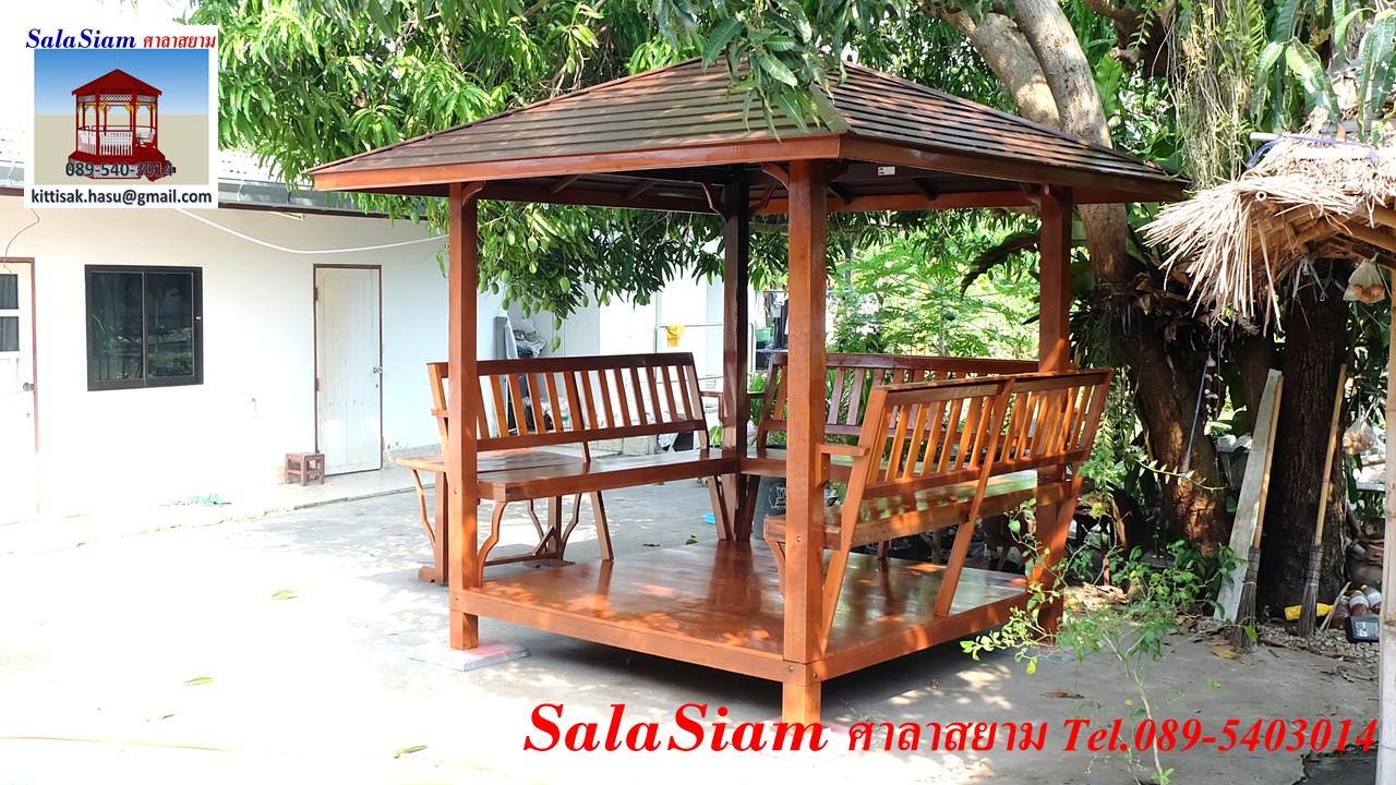 ผลงานการส่งมอบศาลาไม้ทรงบาหลีของ คุณขวัญ บ้านบางเก่า อ.ชะอำ จ.เพชรบุรี