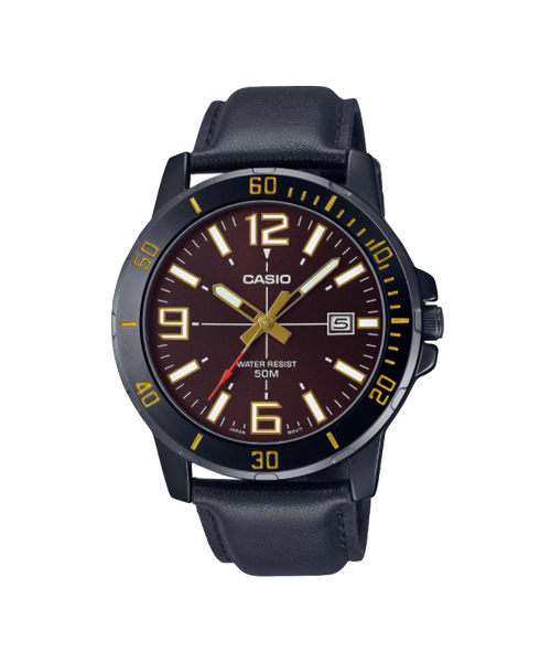 CASIO นาฬิกาคาสิโอ นาฬิกาข้อมือ นาฬิกากันน้ำ นาฬิกาของแท้ ประกันศูนย์ CMG 1 ปี รุ่น MTP-VD01BL-5B นาฬิกาสีดำ