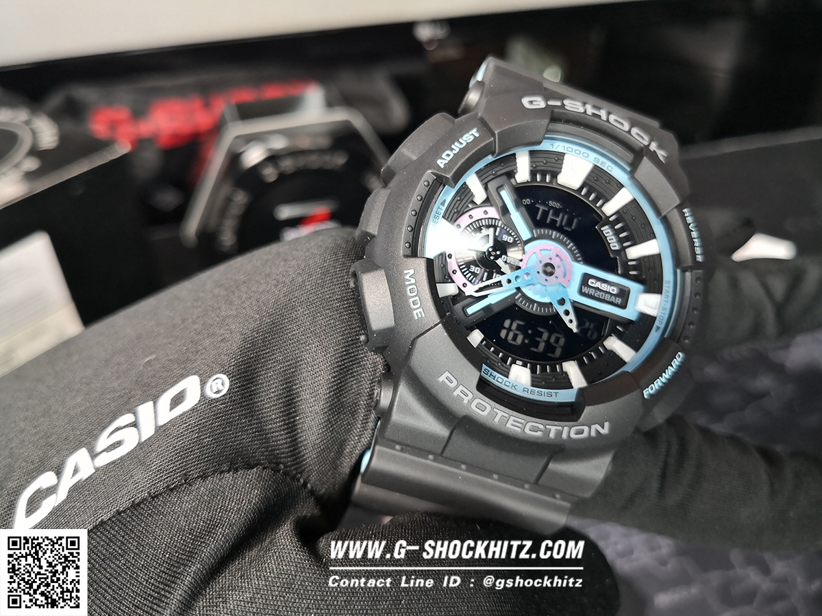CASIO G-SHOCK นาฬิกาข้อมือ นาฬิกากันน้ำ นาฬิกาของแท้ ประกันศูนย์ CMG 1 ปี รุ่น GA-110PC-1A นาฬิกาสีดำ