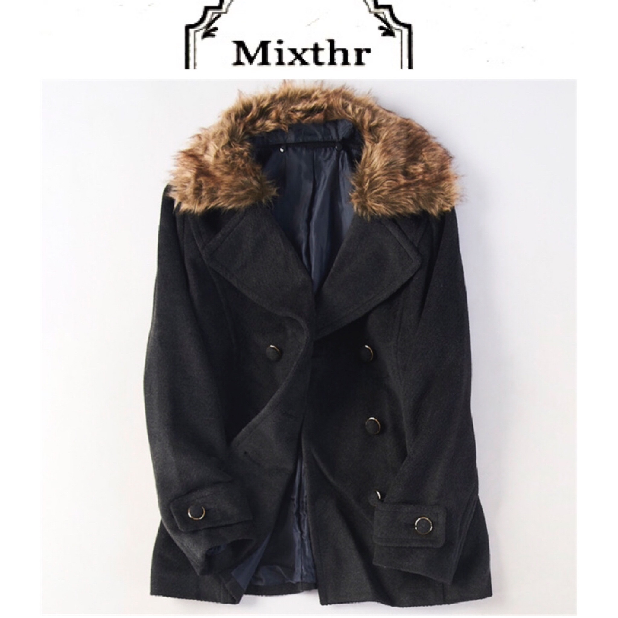 Mixthr โค้ท เสื้อกันหนาว คอปกแต่งขนเฟอร์ แบรนด์MIXTHR (JAPAN) งานพรีเมี่ยมเกรดคะ•ขนเฟอร์ ถอดใส่ได้คะ•ขนเฟอร์ถอดใส่ได้คะ สำเนา สำเนา สำเนา น้ำเงินกรมเข้ม