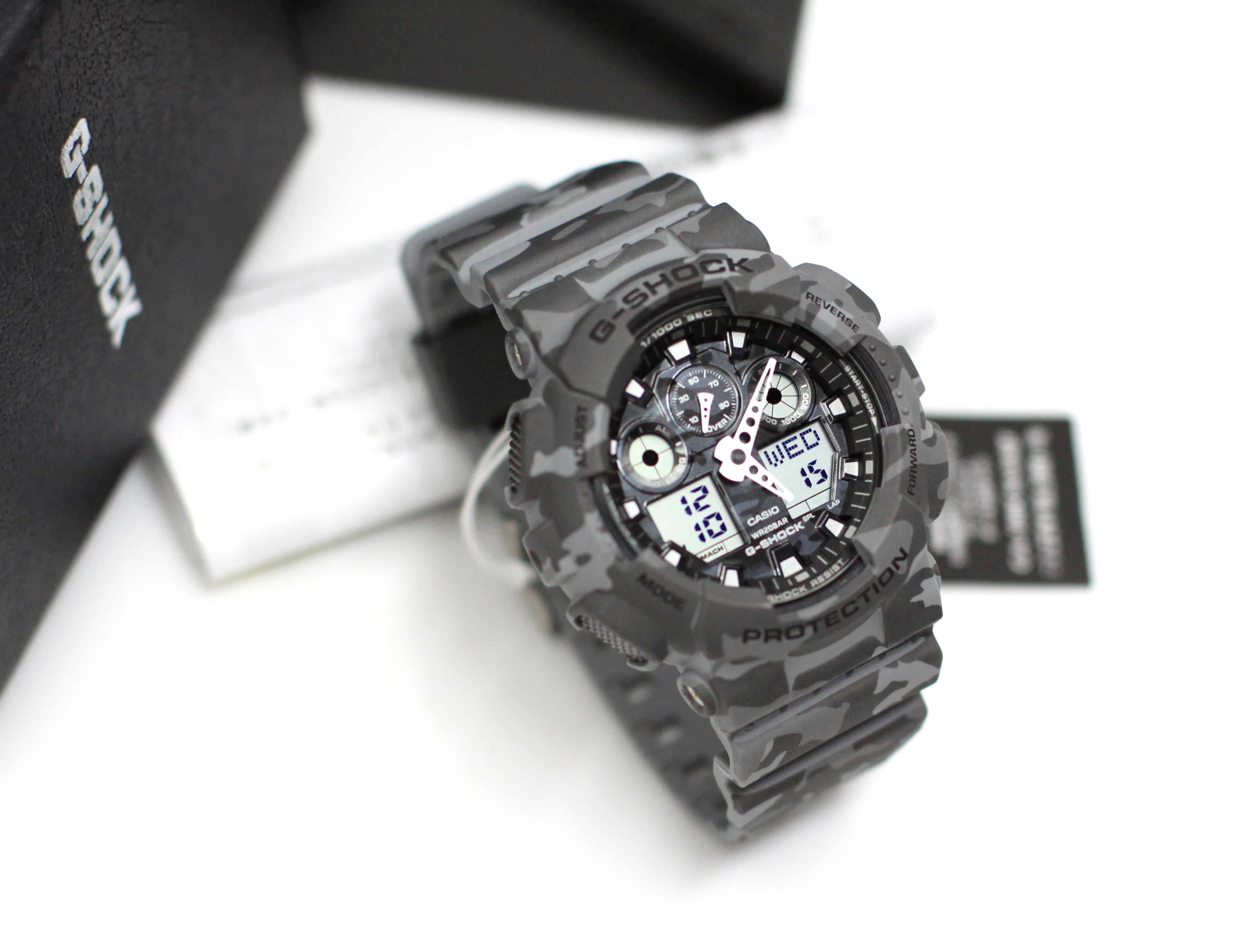 CASIO G-SHOCK นาฬิกาข้อมือ นาฬิกากันน้ำ นาฬิกาของแท้ ประกันศูนย์ CMG 1 ปี รุ่น GA-100CM-8A นาฬิกาสีเทา