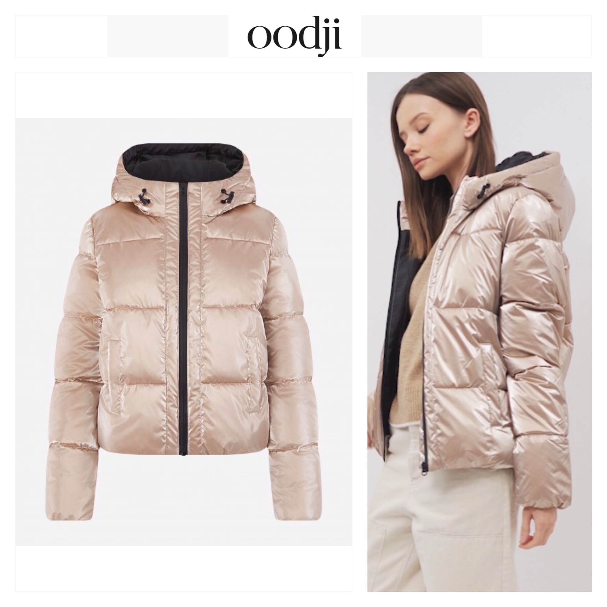 Oodji เสื้อกันหนาว เสื้อฮู้ด บุนวมอุ่น สีแชมเปญ แบรนด์ Oodji Ultra (padded puffer coAt
